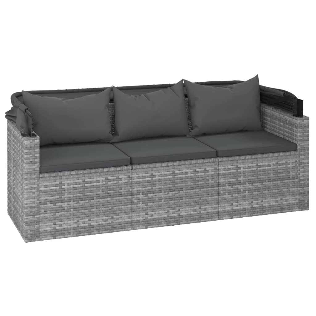 4-delige Loungeset met kussens poly rattan grijs is nu te koop bij PeponiXL, paradijselijk wonen!