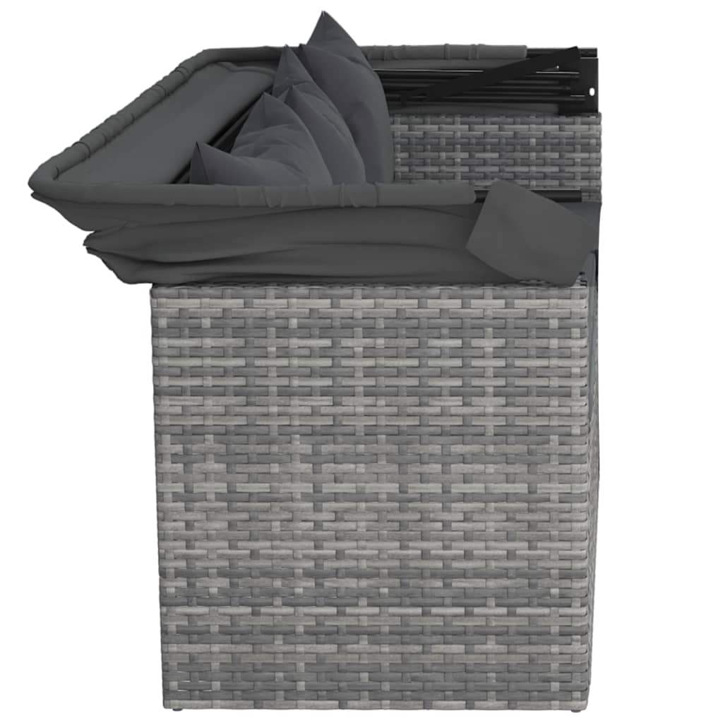 4-delige Loungeset met kussens poly rattan grijs is nu te koop bij PeponiXL, paradijselijk wonen!