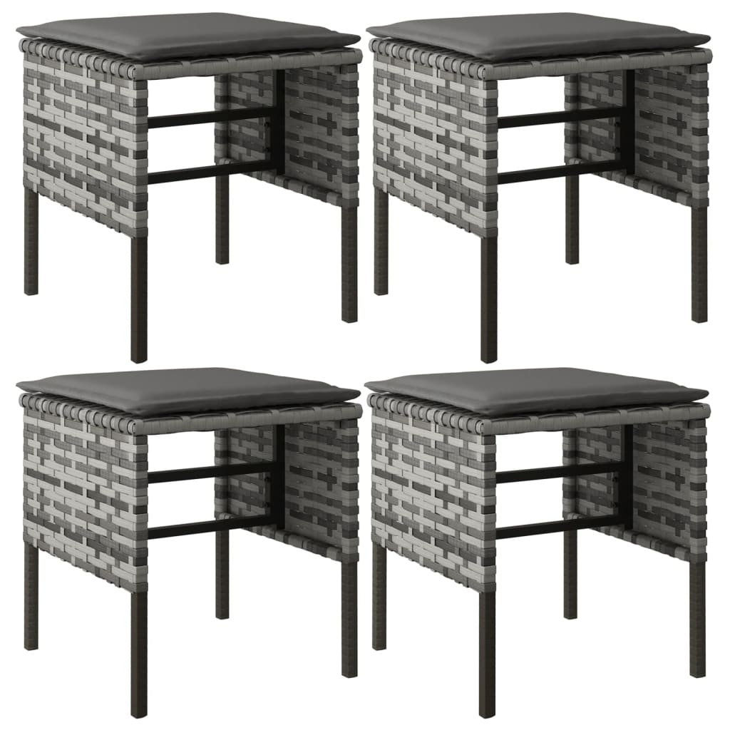 6-delige Tuinset met kussens poly rattan grijs