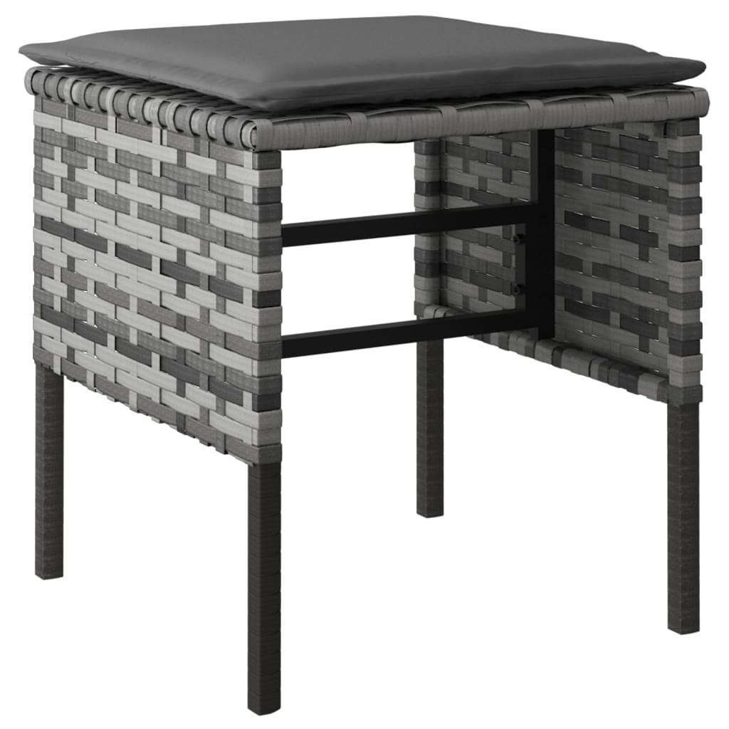 6-delige Tuinset met kussens poly rattan grijs