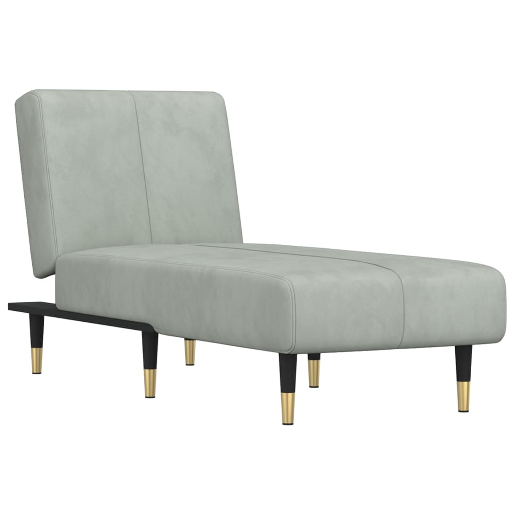 Chaise longue fluweel lichtgrijs is nu te koop bij PeponiXL, paradijselijk wonen!