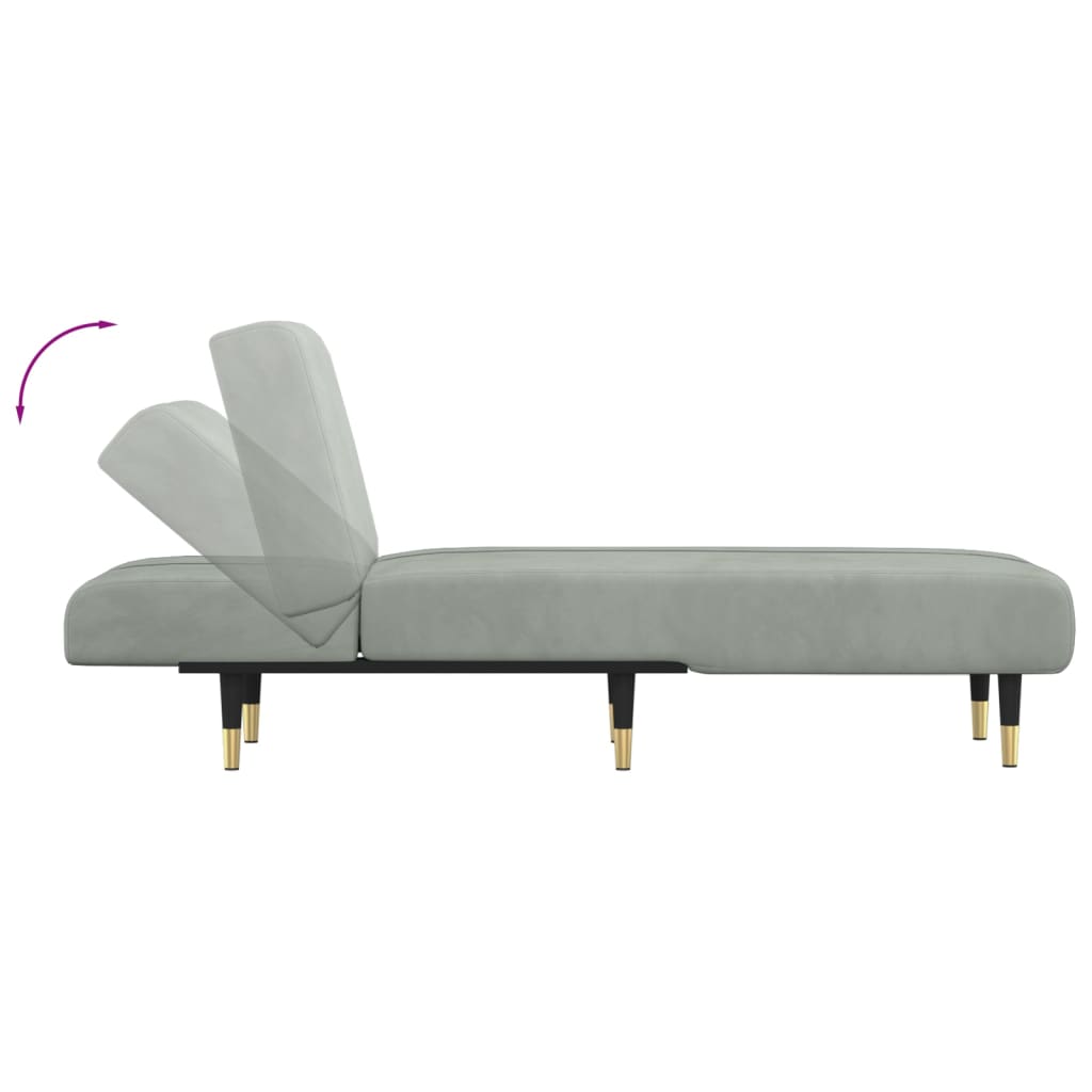 Chaise longue fluweel lichtgrijs is nu te koop bij PeponiXL, paradijselijk wonen!