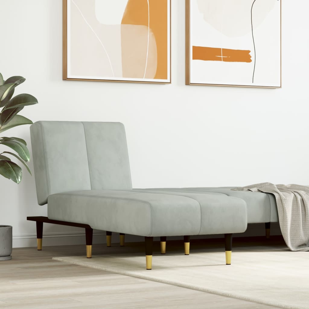 Chaise longue fluweel lichtgrijs is nu te koop bij PeponiXL, paradijselijk wonen!