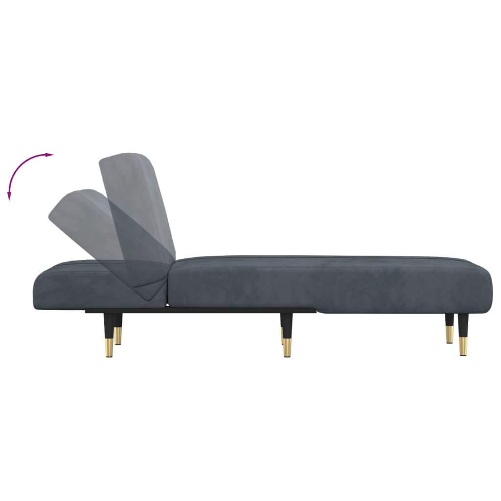 Chaise longue fluweel donkergrijs is nu te koop bij PeponiXL, paradijselijk wonen!