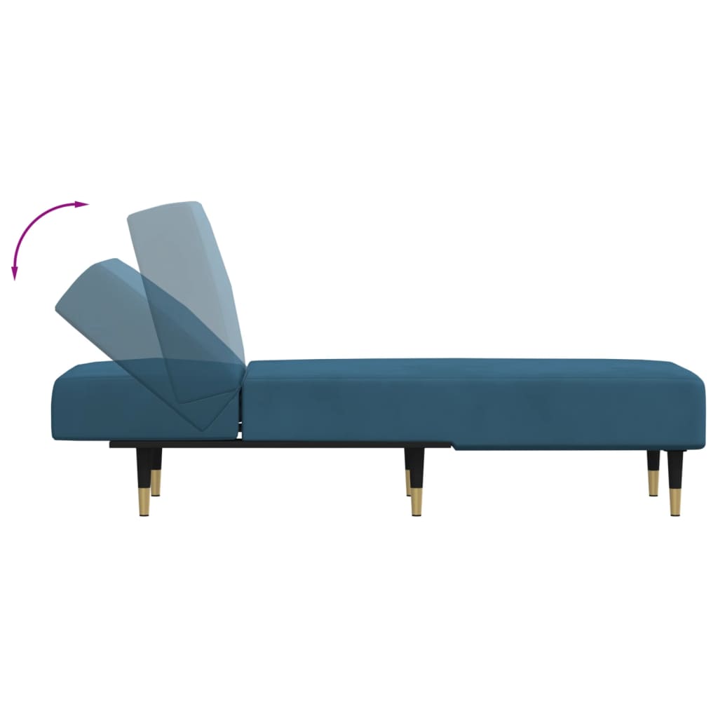 Chaise longue fluweel blauw is nu te koop bij PeponiXL, paradijselijk wonen!