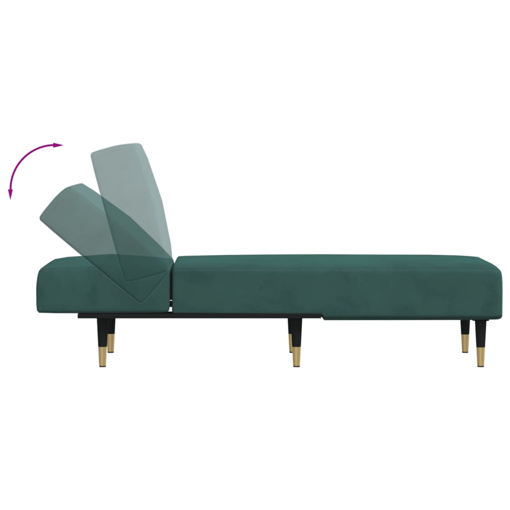 Chaise longue fluweel donkergroen is nu te koop bij PeponiXL, paradijselijk wonen!