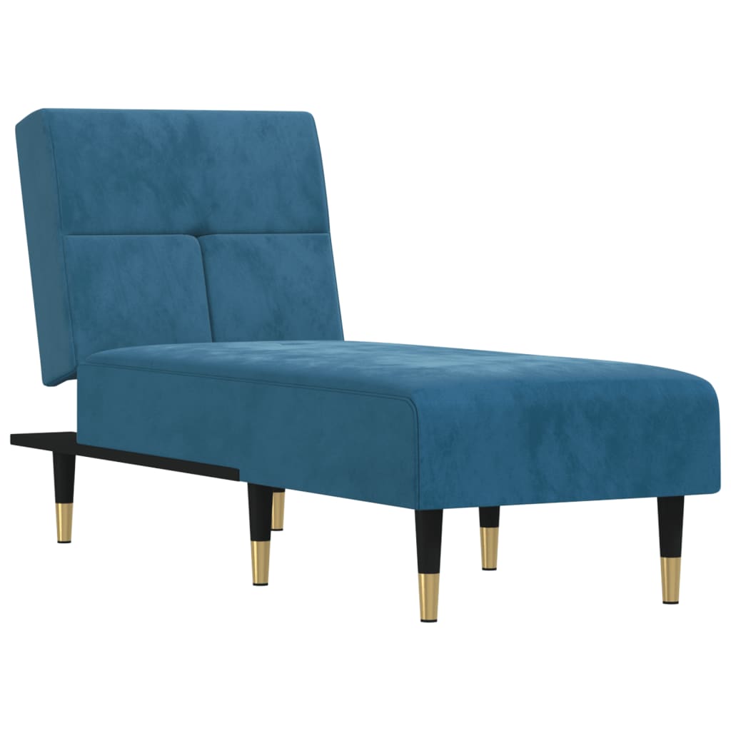 Chaise longue fluweel blauw is nu te koop bij PeponiXL, paradijselijk wonen!
