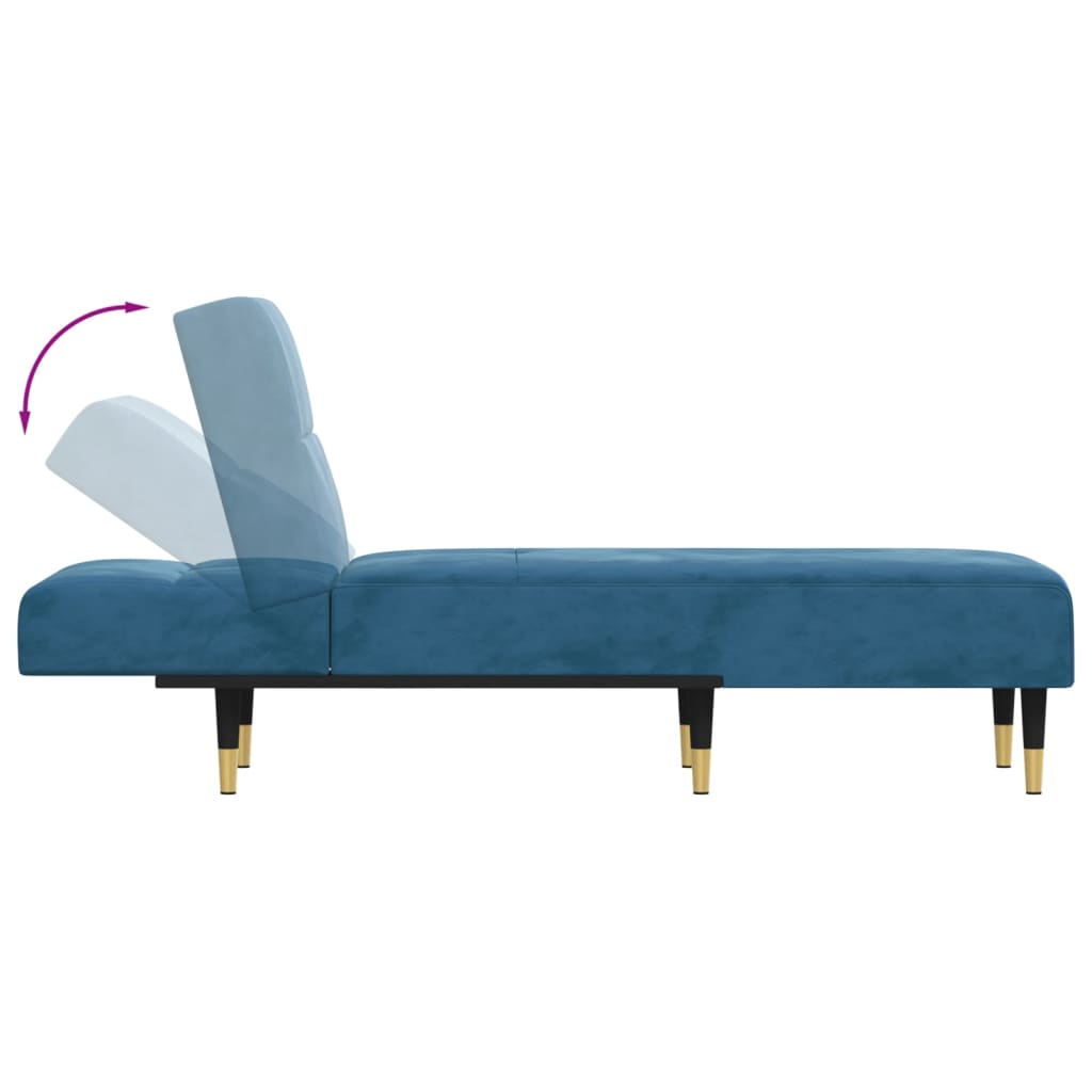 Chaise longue fluweel blauw is nu te koop bij PeponiXL, paradijselijk wonen!
