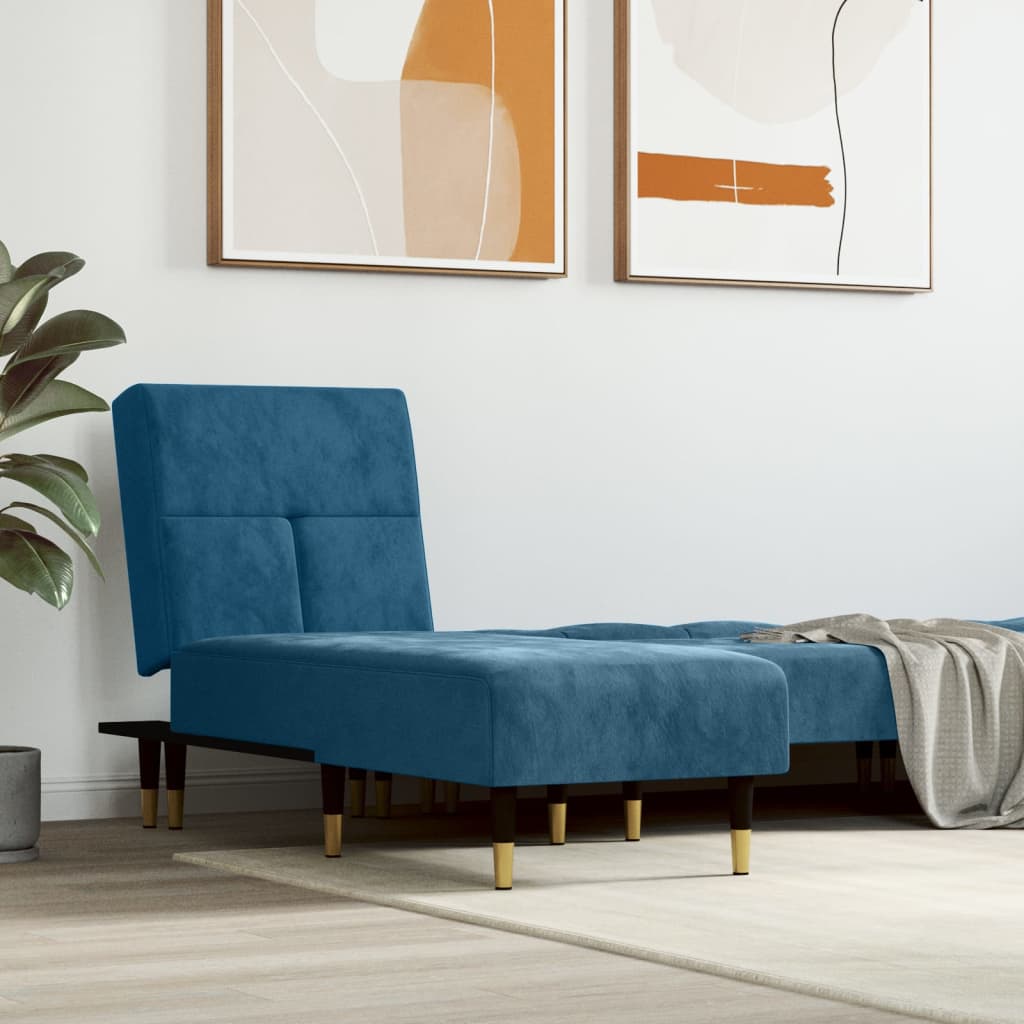 Chaise longue fluweel blauw is nu te koop bij PeponiXL, paradijselijk wonen!