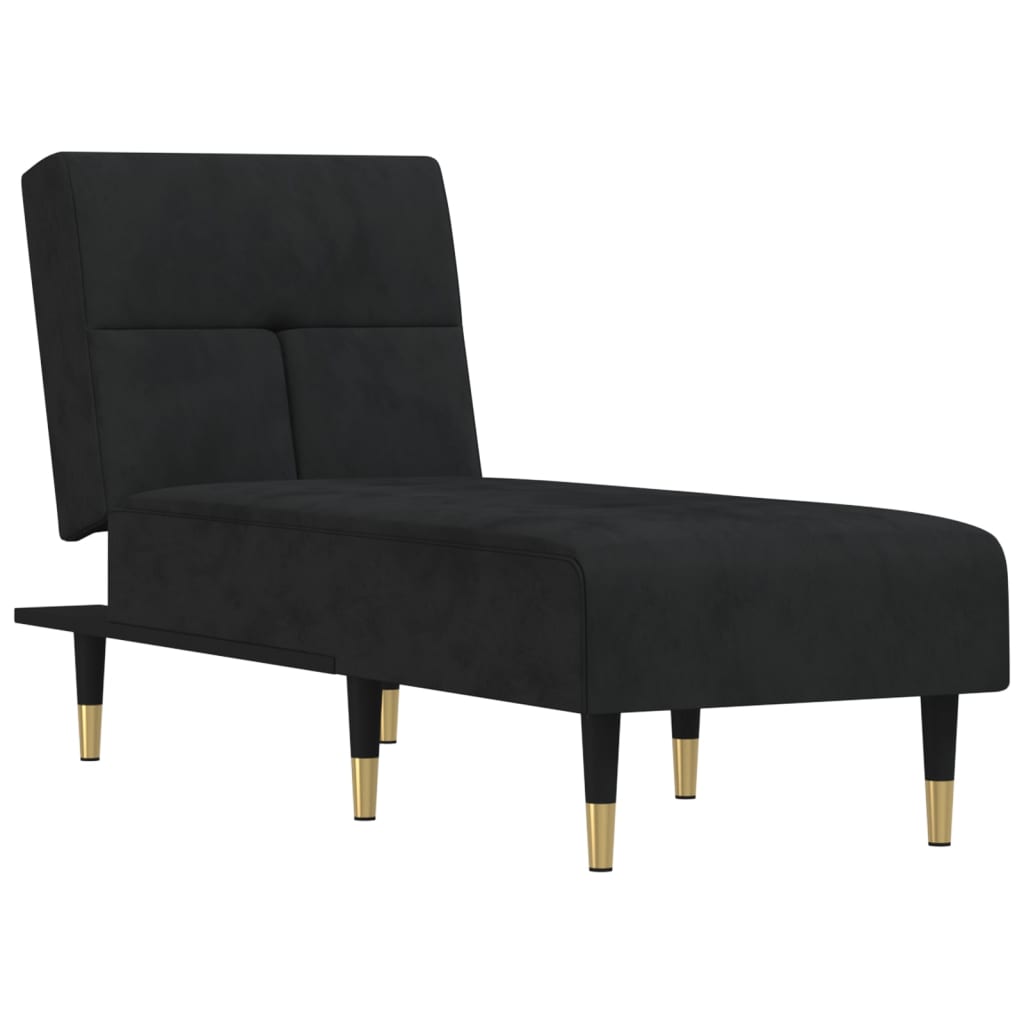 Chaise longue fluweel zwart is nu te koop bij PeponiXL, paradijselijk wonen!