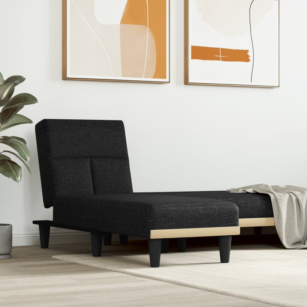 Chaise longue stof zwart is nu te koop bij PeponiXL, paradijselijk wonen!