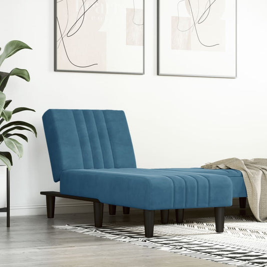 Chaise longue fluweel blauw is nu te koop bij PeponiXL, paradijselijk wonen!