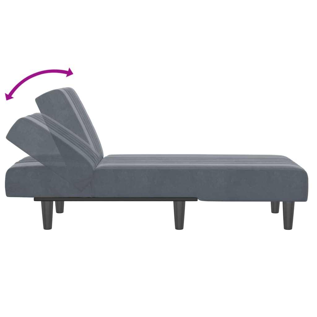 Chaise longue fluweel donkergrijs is nu te koop bij PeponiXL, paradijselijk wonen!