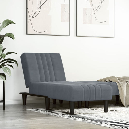 Chaise longue fluweel donkergrijs is nu te koop bij PeponiXL, paradijselijk wonen!