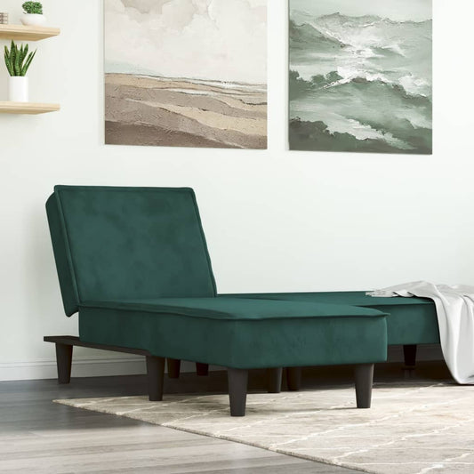 Chaise longue fluweel donkergroen is nu te koop bij PeponiXL, paradijselijk wonen!