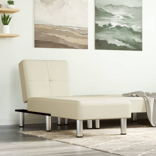 Chaise longue kunstleer crèmekleurig is nu te koop bij PeponiXL, paradijselijk wonen!