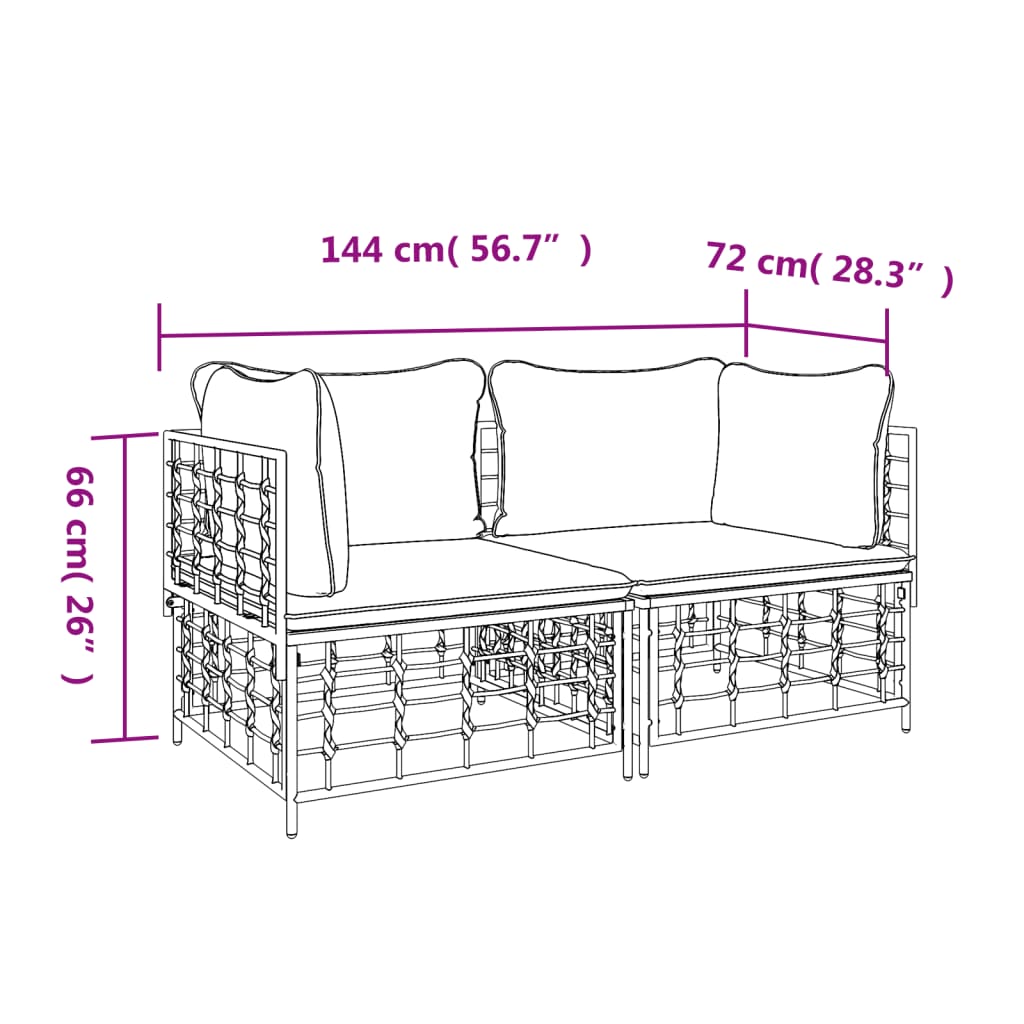 Hoekbanken sectioneel met kussens 2 st poly rattan is nu te koop bij PeponiXL, paradijselijk wonen!