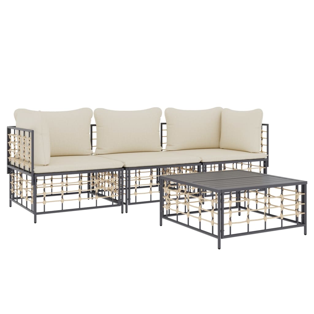 4-delige Loungeset met kussens poly rattan antracietkleurig is nu te koop bij PeponiXL, paradijselijk wonen!