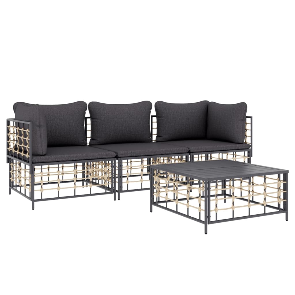 4-delige Loungeset met kussens poly rattan antracietkleurig is nu te koop bij PeponiXL, paradijselijk wonen!