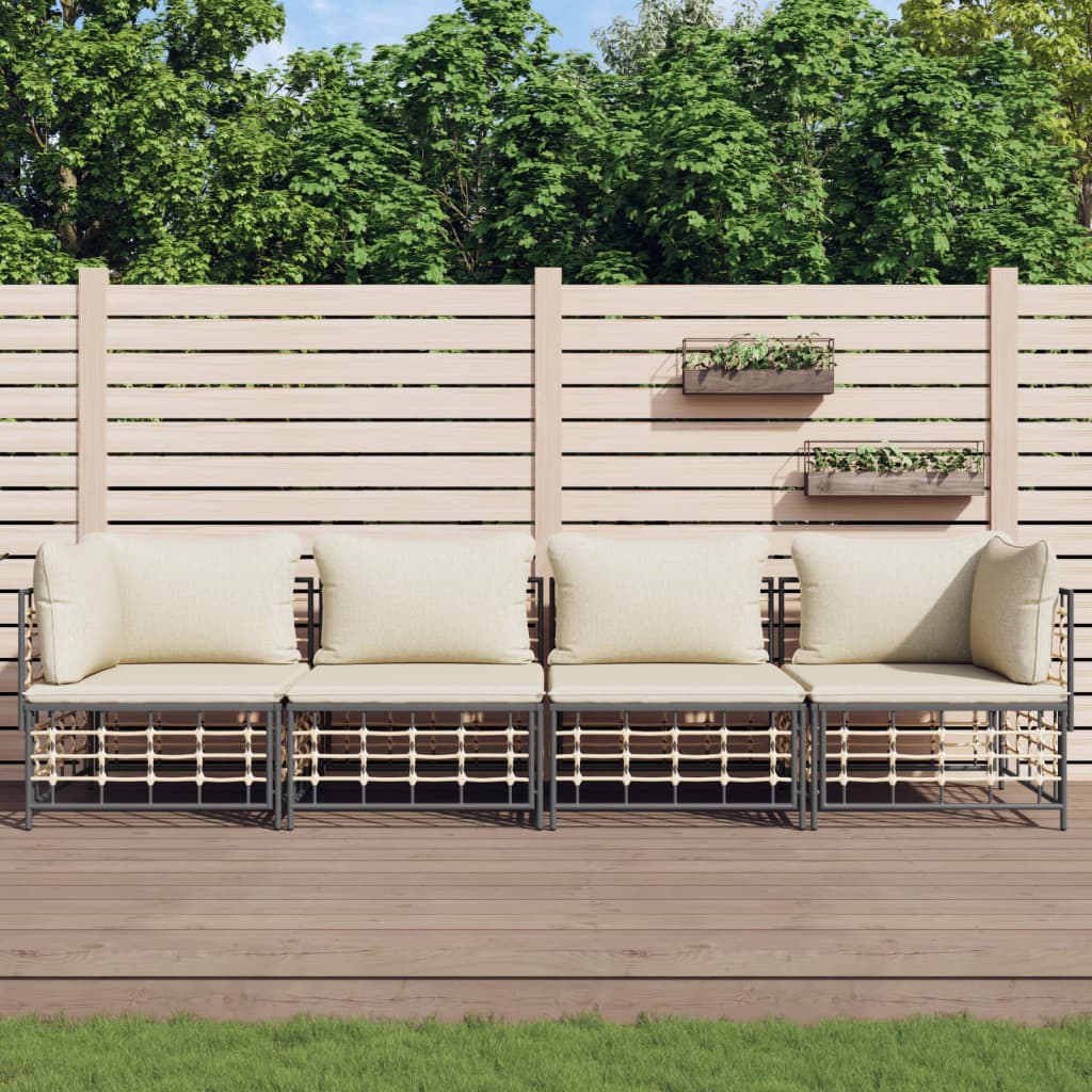 4-delige Loungeset met kussens poly rattan antracietkleurig is nu te koop bij PeponiXL, paradijselijk wonen!
