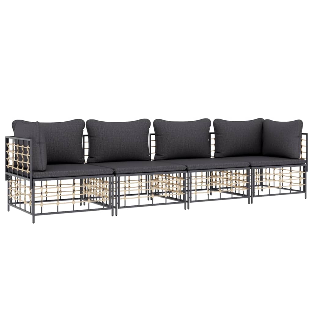 4-delige Loungeset met kussens poly rattan antracietkleurig is nu te koop bij PeponiXL, paradijselijk wonen!