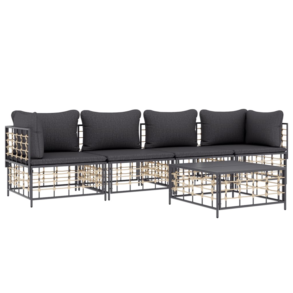 5-delige Loungeset met kussens poly rattan antracietkleurig is nu te koop bij PeponiXL, paradijselijk wonen!