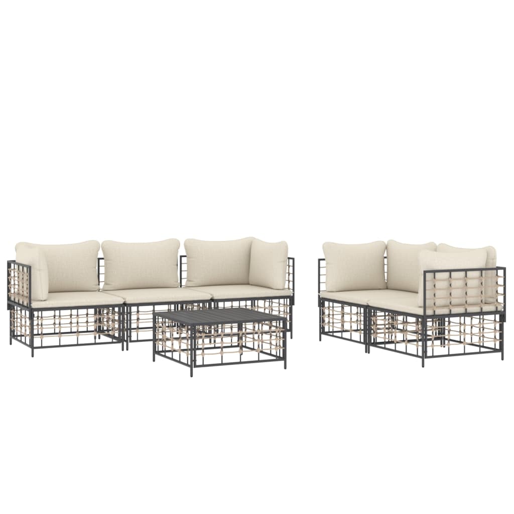 6-delige Loungeset met kussens poly rattan antracietkleurig is nu te koop bij PeponiXL, paradijselijk wonen!