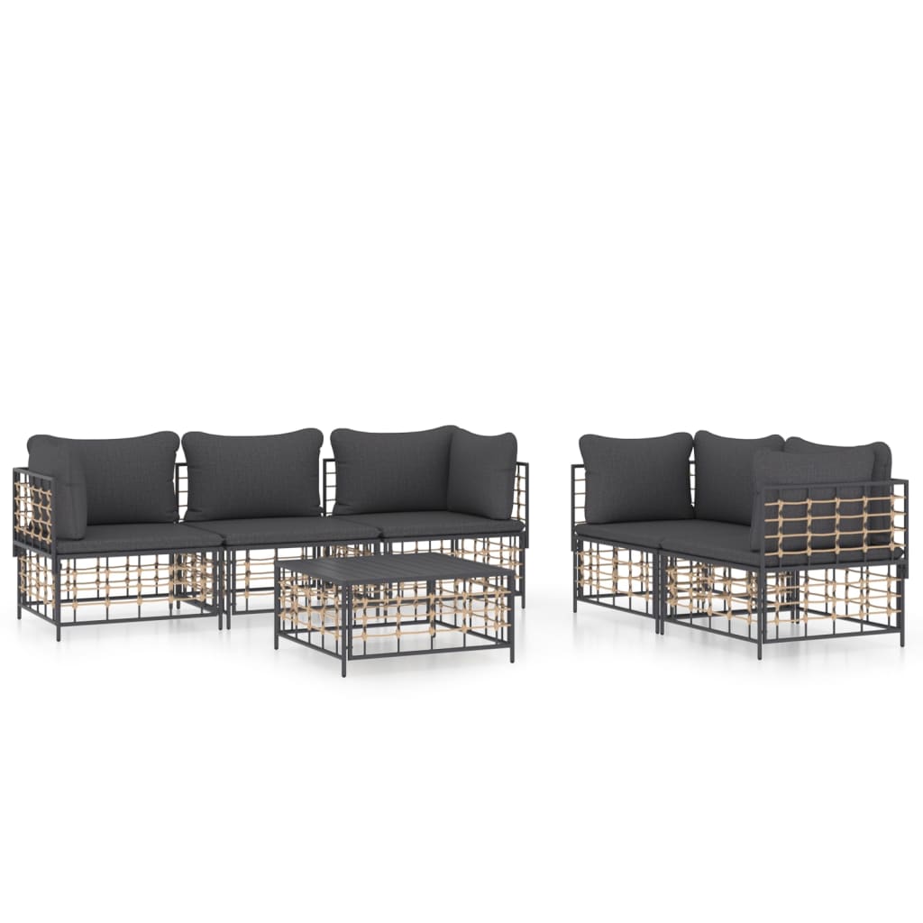 6-delige Loungeset met kussens poly rattan antracietkleurig is nu te koop bij PeponiXL, paradijselijk wonen!