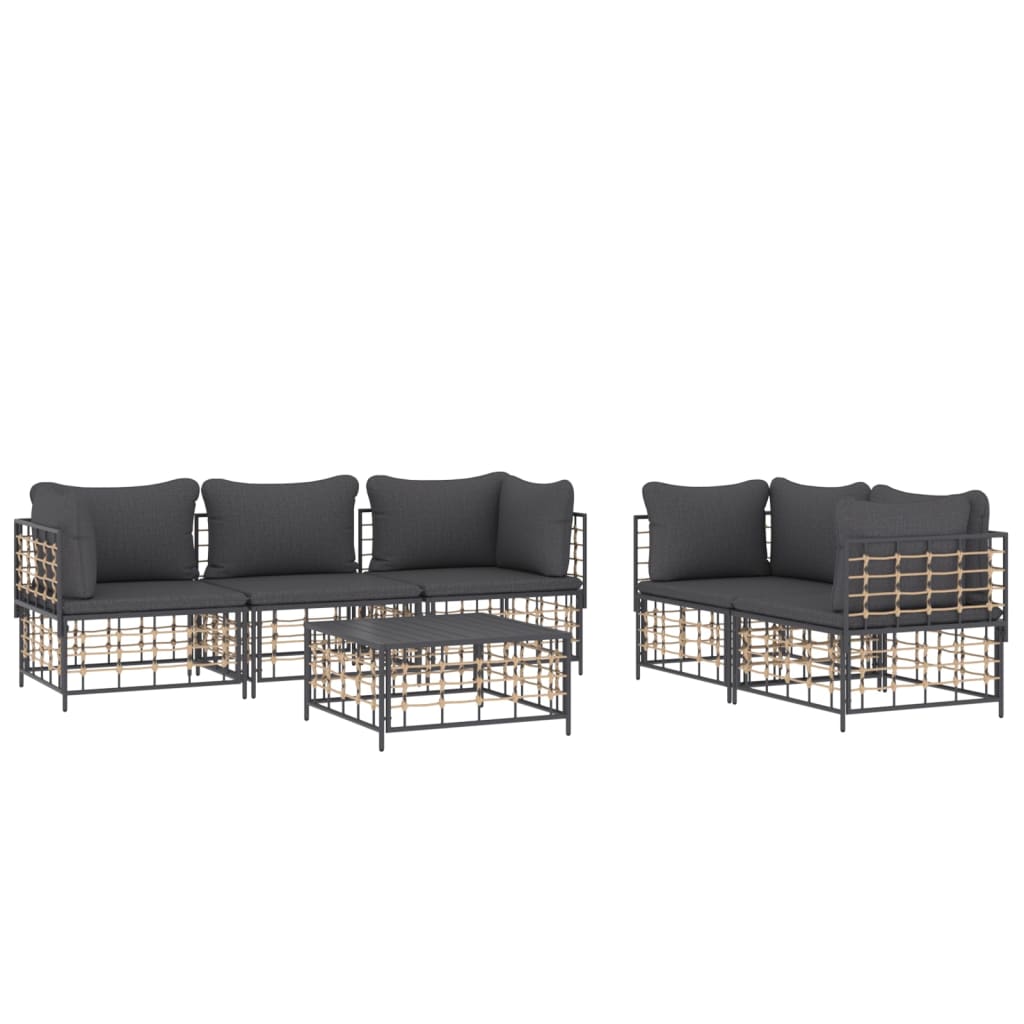 6-delige Loungeset met kussens poly rattan antracietkleurig is nu te koop bij PeponiXL, paradijselijk wonen!