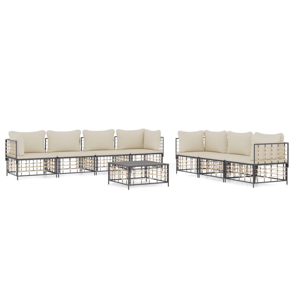 8-delige Loungeset met kussens poly rattan antracietkleurig is nu te koop bij PeponiXL, paradijselijk wonen!