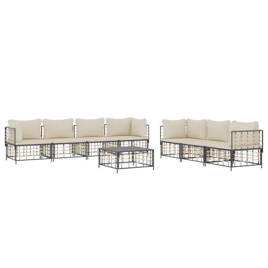 8-delige Loungeset met kussens poly rattan antracietkleurig is nu te koop bij PeponiXL, paradijselijk wonen!