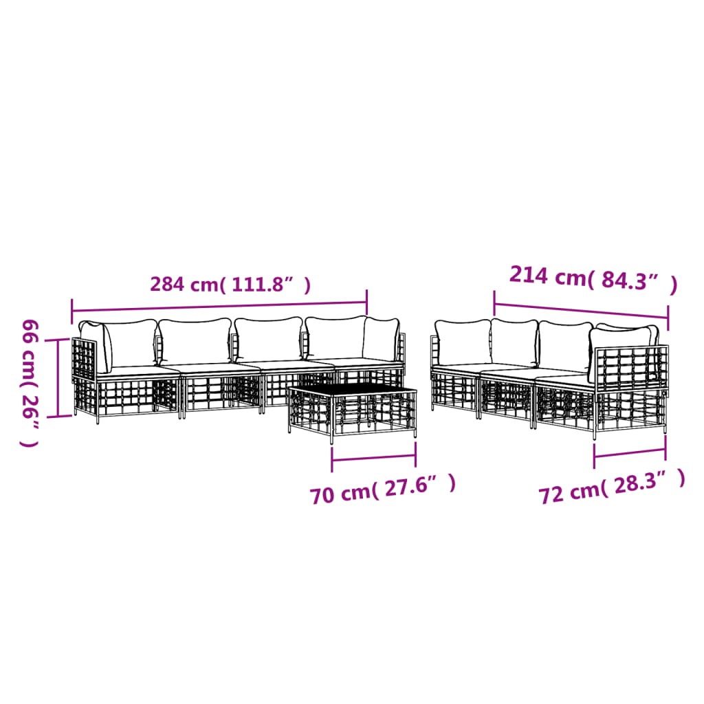 8-delige Loungeset met kussens poly rattan antracietkleurig is nu te koop bij PeponiXL, paradijselijk wonen!
