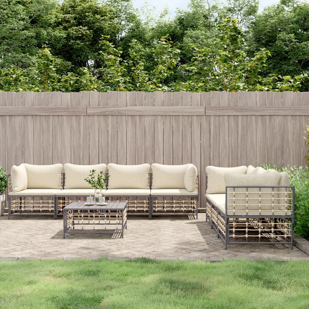 8-delige Loungeset met kussens poly rattan antracietkleurig is nu te koop bij PeponiXL, paradijselijk wonen!