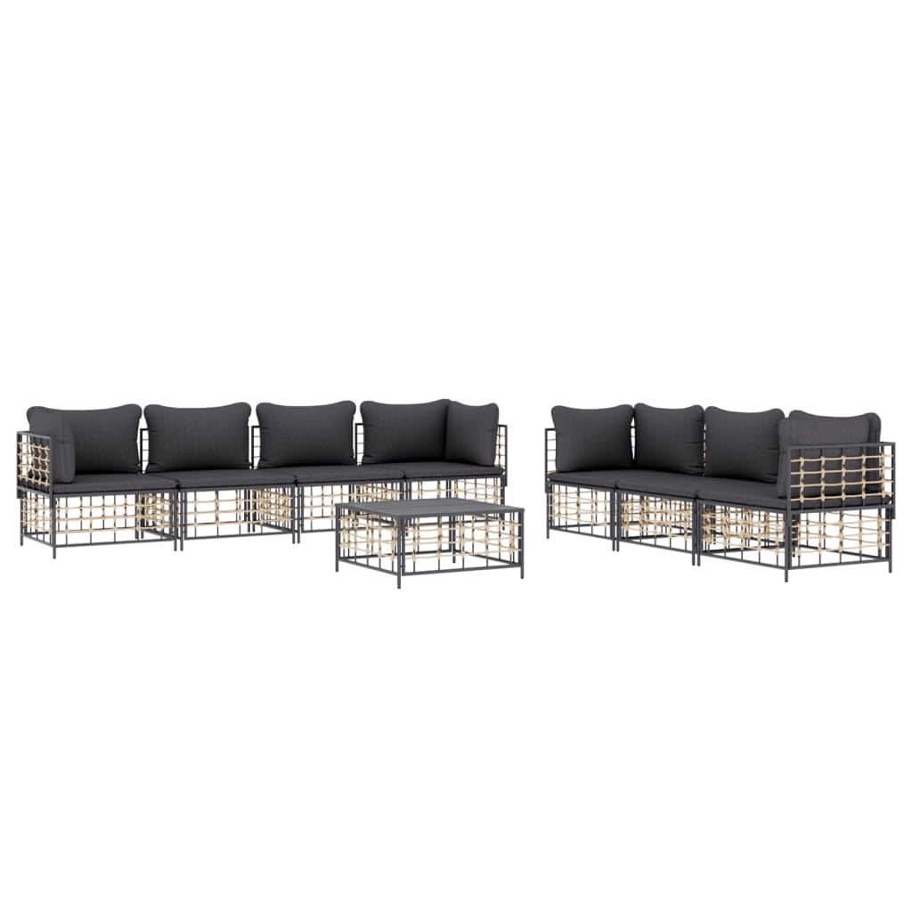 8-delige Loungeset met kussens poly rattan antracietkleurig is nu te koop bij PeponiXL, paradijselijk wonen!