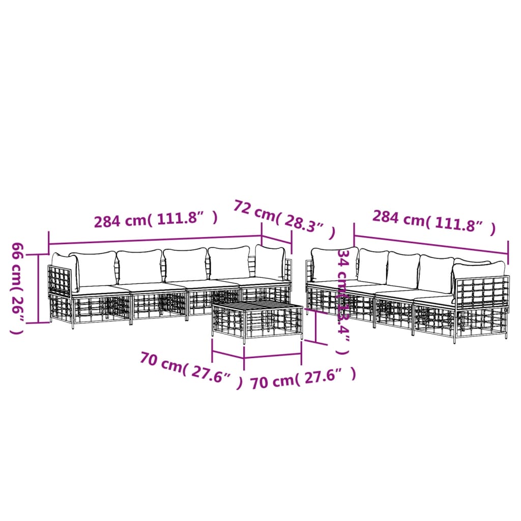 9-delige Loungeset met kussens poly rattan antracietkleurig is nu te koop bij PeponiXL, paradijselijk wonen!