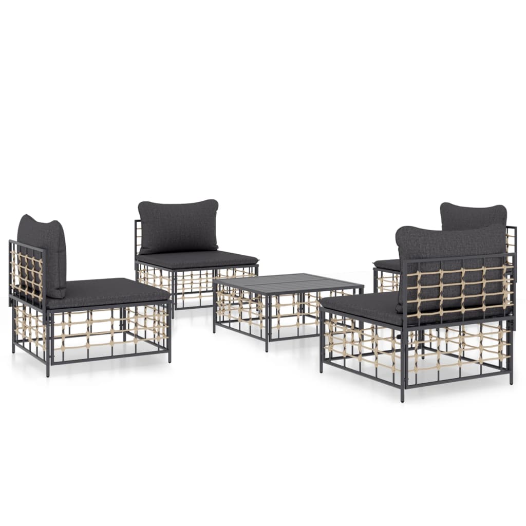 5-delige Loungeset met kussens poly rattan antracietkleurig is nu te koop bij PeponiXL, paradijselijk wonen!