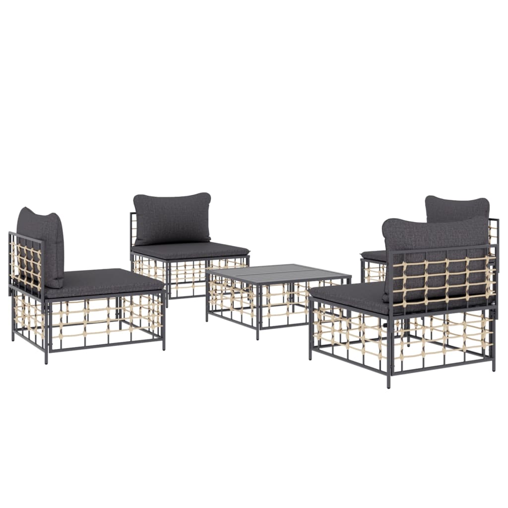 5-delige Loungeset met kussens poly rattan antracietkleurig is nu te koop bij PeponiXL, paradijselijk wonen!