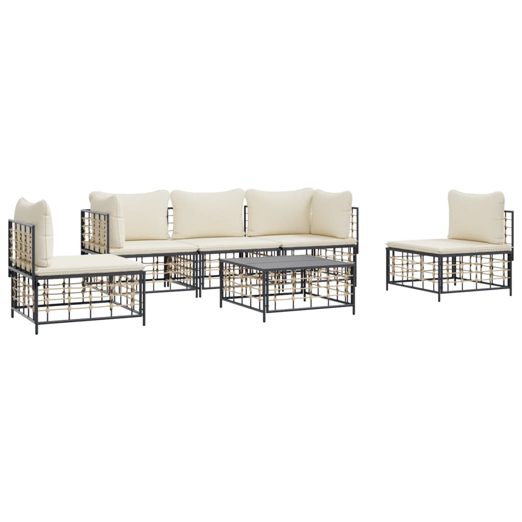 6-delige Loungeset met kussens poly rattan antracietkleurig is nu te koop bij PeponiXL, paradijselijk wonen!