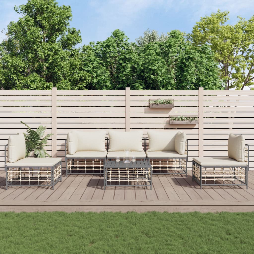 6-delige Loungeset met kussens poly rattan antracietkleurig is nu te koop bij PeponiXL, paradijselijk wonen!