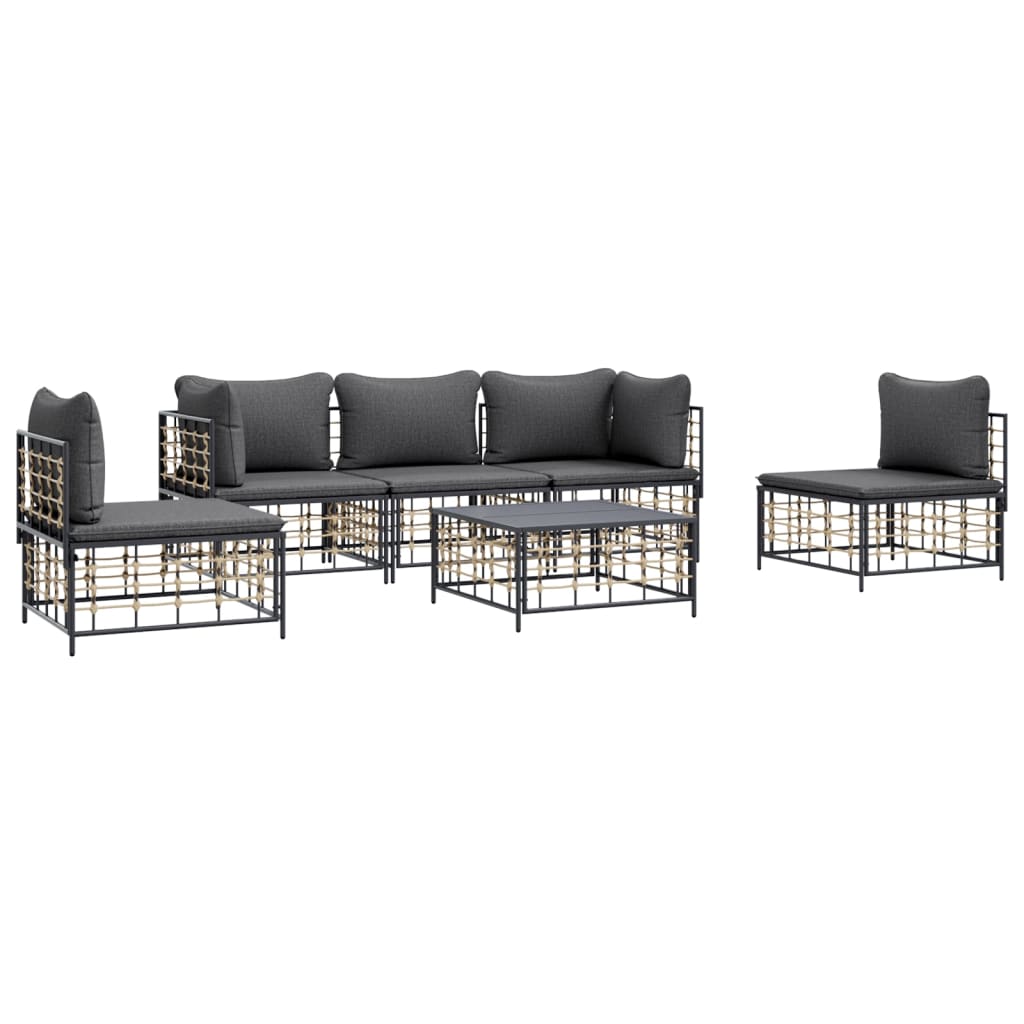 6-delige Loungeset met kussens poly rattan antracietkleurig is nu te koop bij PeponiXL, paradijselijk wonen!