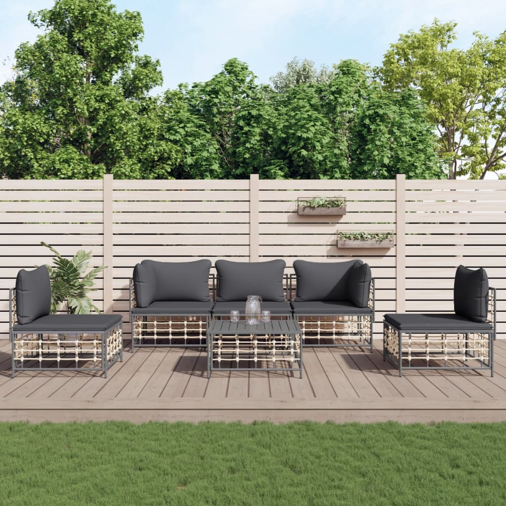 6-delige Loungeset met kussens poly rattan antracietkleurig is nu te koop bij PeponiXL, paradijselijk wonen!