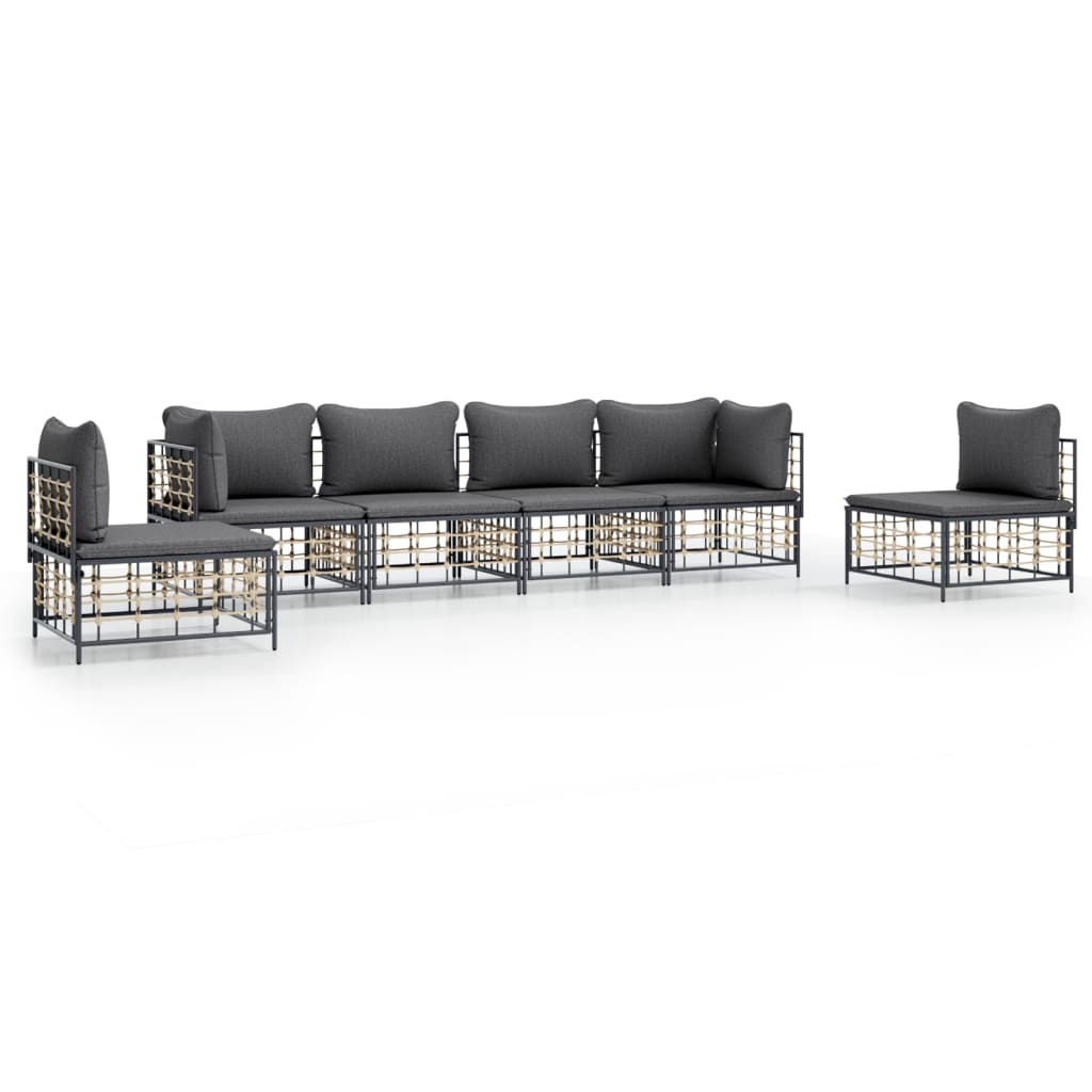 6-delige Loungeset met kussens poly rattan antracietkleurig is nu te koop bij PeponiXL, paradijselijk wonen!