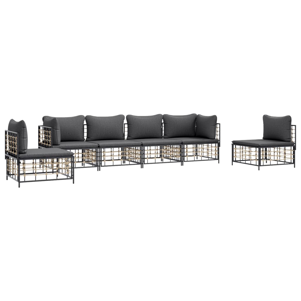 6-delige Loungeset met kussens poly rattan antracietkleurig is nu te koop bij PeponiXL, paradijselijk wonen!