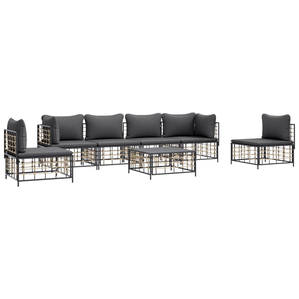 7-delige Loungeset met kussens poly rattan antracietkleurig is nu te koop bij PeponiXL, paradijselijk wonen!