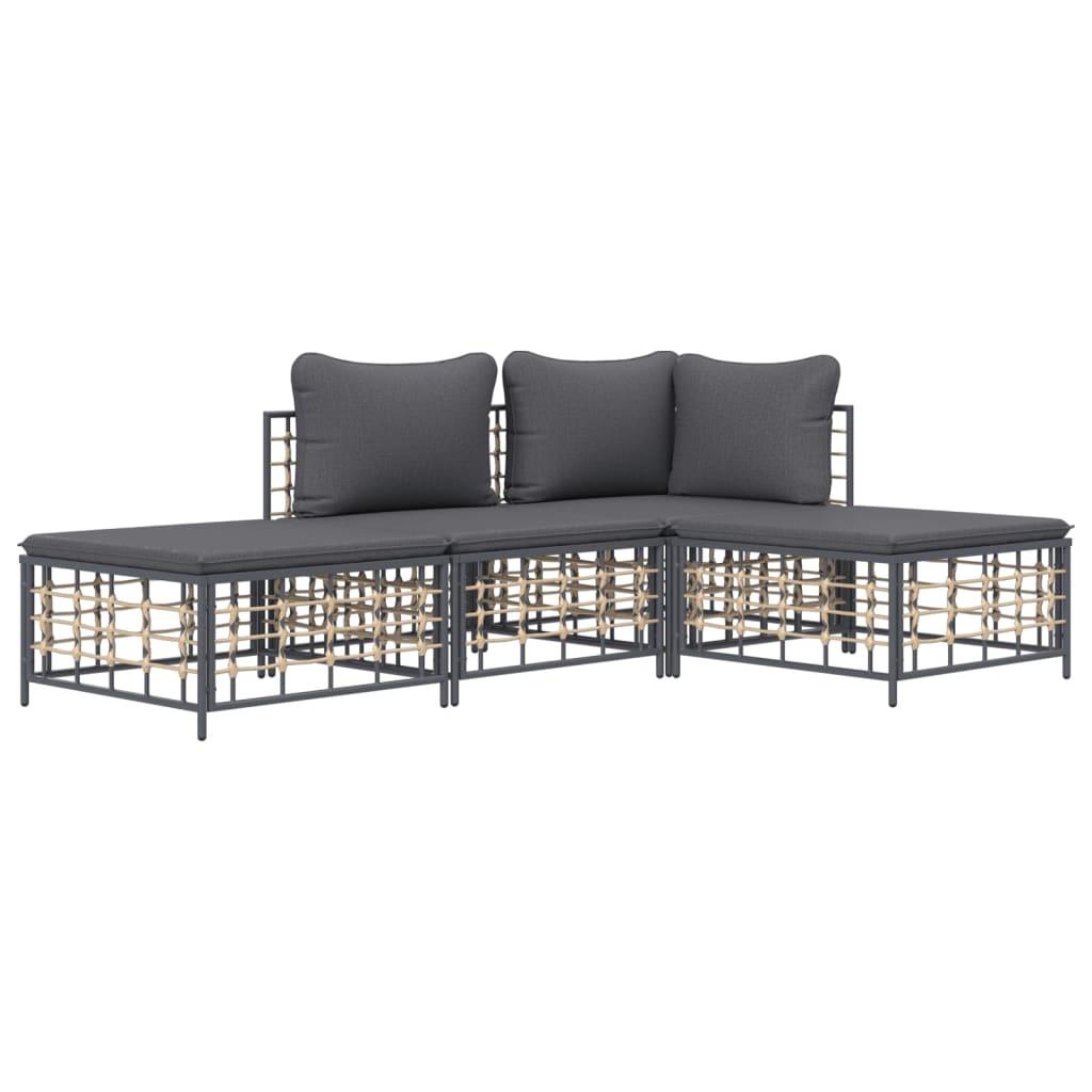 4-delige Loungeset met kussens poly rattan antracietkleurig is nu te koop bij PeponiXL, paradijselijk wonen!