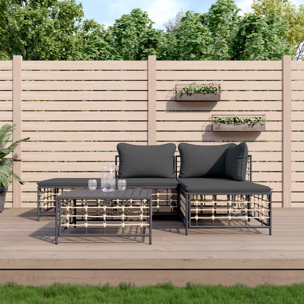 5-delige Loungeset met kussens poly rattan antracietkleurig is nu te koop bij PeponiXL, paradijselijk wonen!