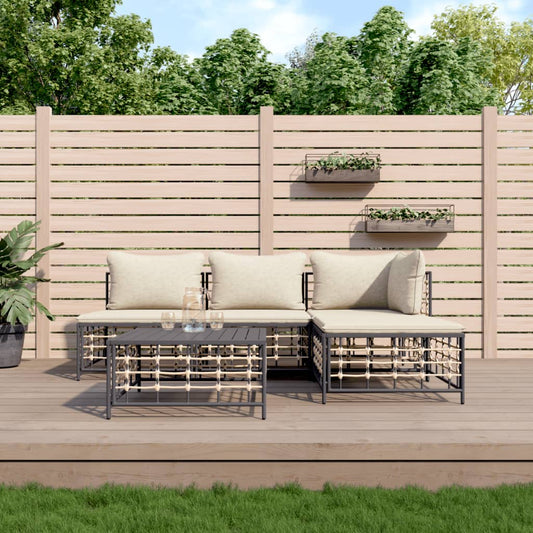 5-delige Loungeset met kussens poly rattan antracietkleurig is nu te koop bij PeponiXL, paradijselijk wonen!