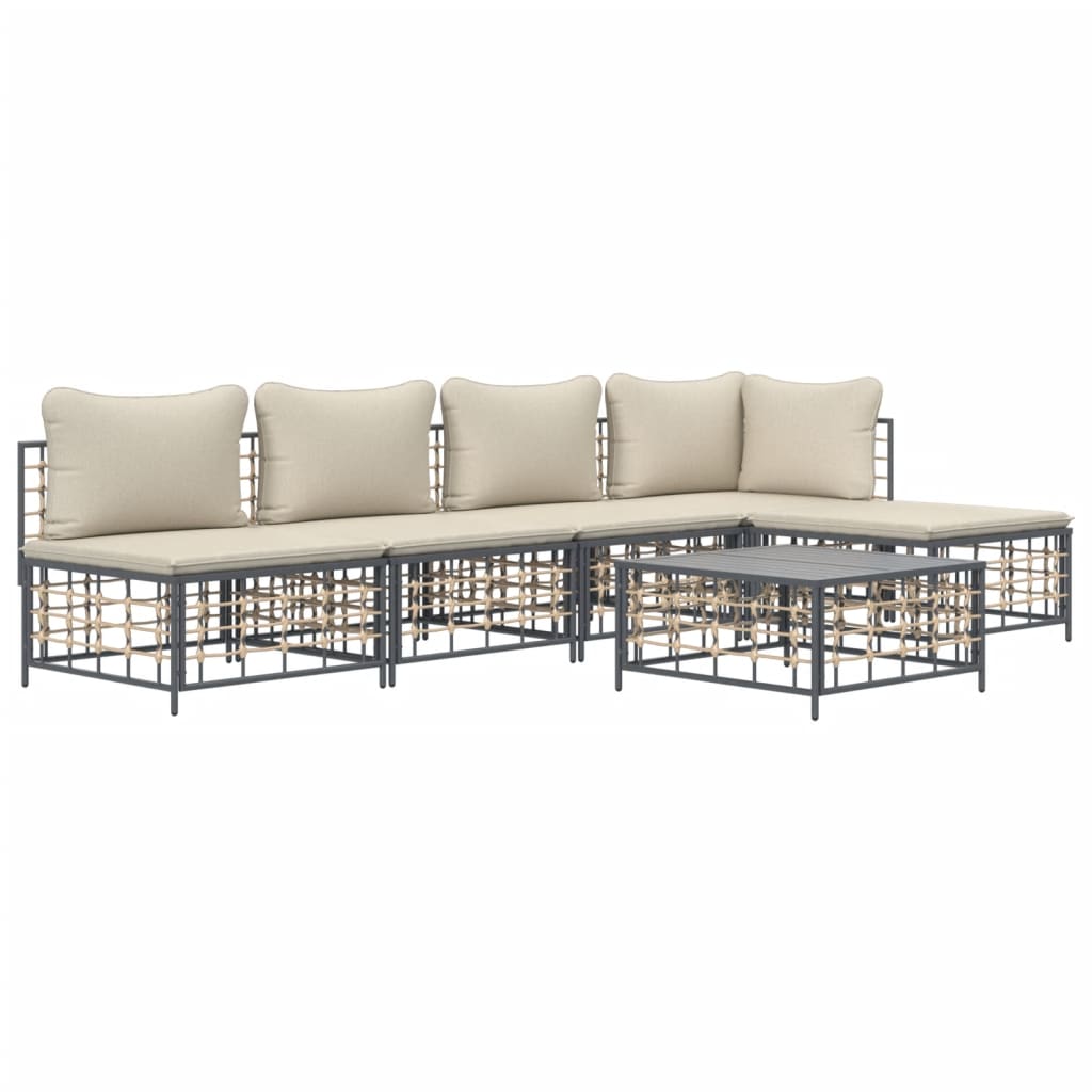 6-delige Loungeset met kussens poly rattan antracietkleurig is nu te koop bij PeponiXL, paradijselijk wonen!