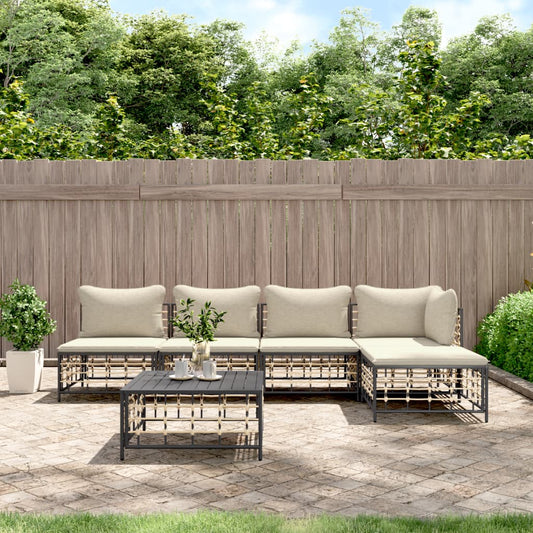 6-delige Loungeset met kussens poly rattan antracietkleurig is nu te koop bij PeponiXL, paradijselijk wonen!