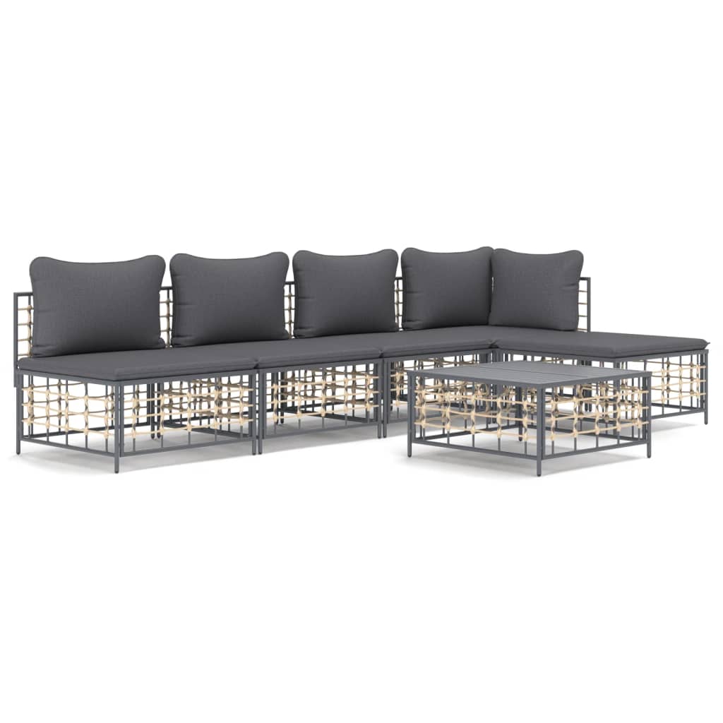 6-delige Loungeset met kussens poly rattan antracietkleurig is nu te koop bij PeponiXL, paradijselijk wonen!